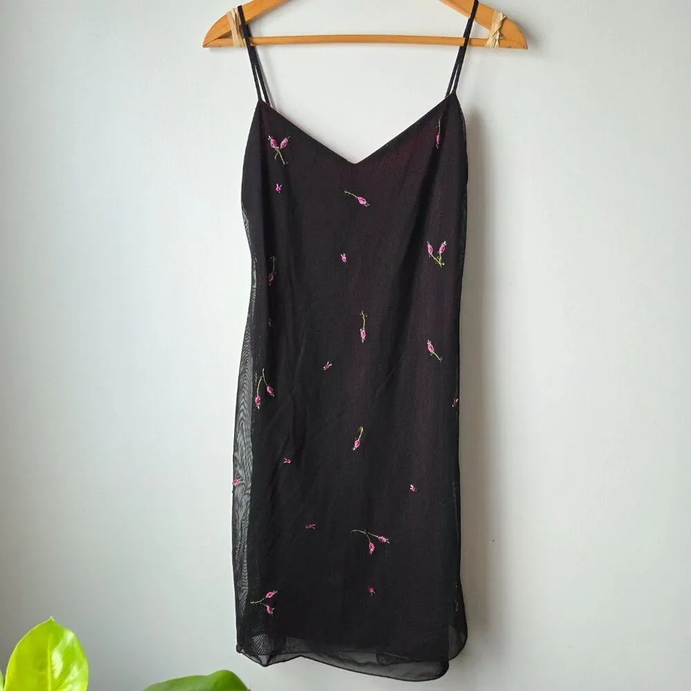 EUCLIKE NEW LAUNDRY BY SHELLI SEGAL DAINTY BEADED & EMBROIDERED MINI DRESS  SZ 6